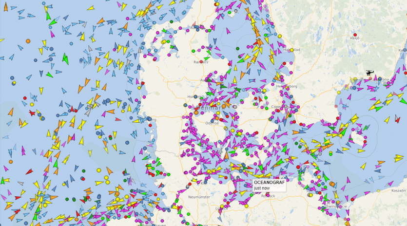 The vesselfinder.com website shows the current position of most ships around the world.