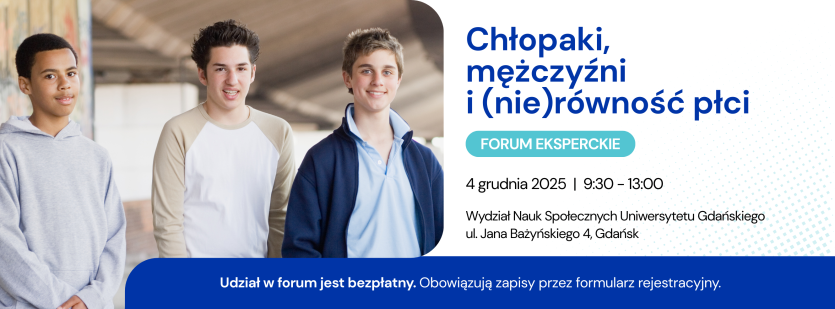 Baner Chłopaki, mężczyźni i (nie)równość płci 4 grudnia 2025 | 9:30-13:00