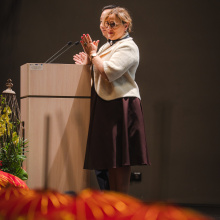 Ceremonia otwarcia gali 10-lecia IK UG (na zdjęciu prof. dr hab. Aneta Lewińska i dr Guan Yu prof. nadzw.), fot. Dawid Kopaniszyn