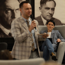 Dr Przemysław Pawlak i Katarzyna Banucha podczas spotkania autorskiego