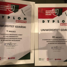 Dyplomy dla drużyny AZS UG.