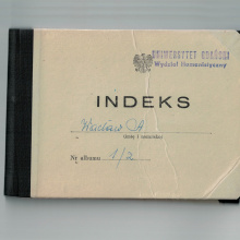 Indeks pierwszego studenta Uniwersytetu Gdańskiego 